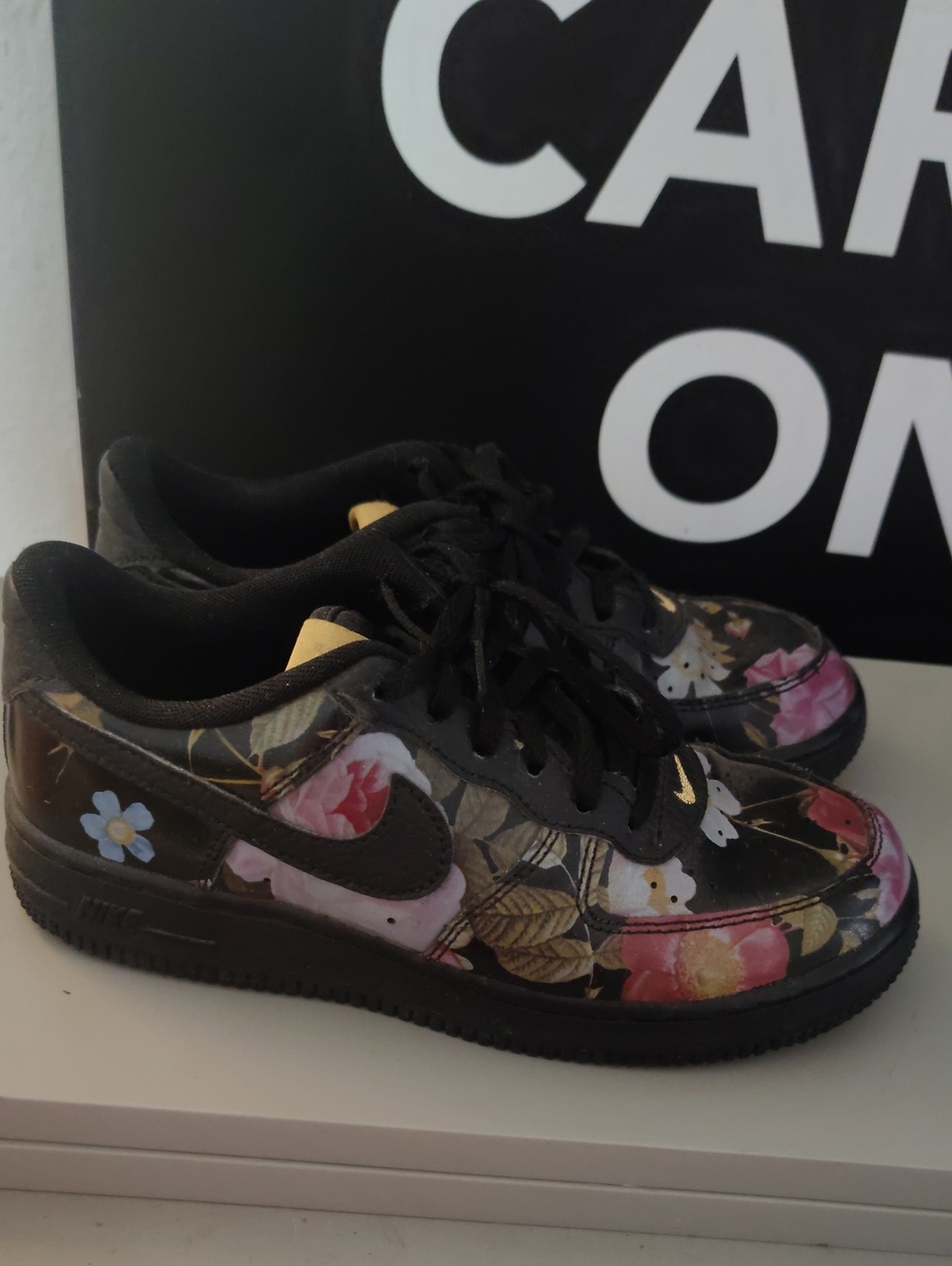 Nike Kids Black Floral Print Sneakers